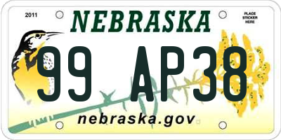 NE license plate 99AP38