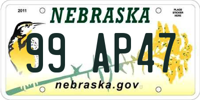 NE license plate 99AP47