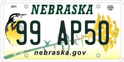 NE license plate 99AP50