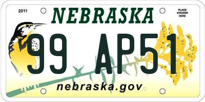 NE license plate 99AP51