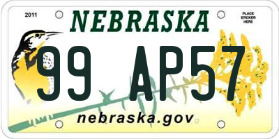 NE license plate 99AP57