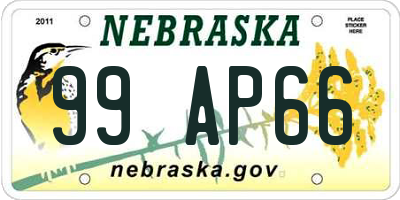 NE license plate 99AP66