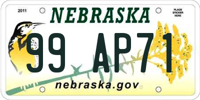 NE license plate 99AP71