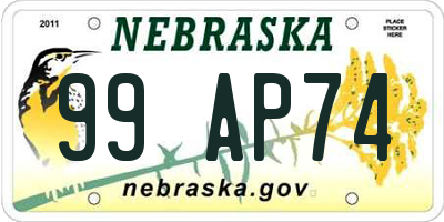 NE license plate 99AP74
