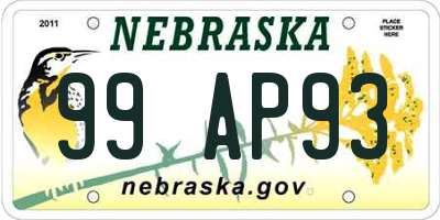 NE license plate 99AP93