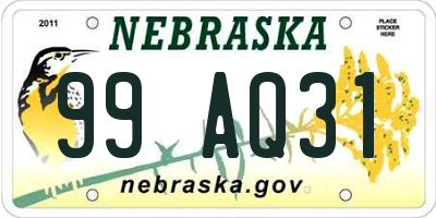 NE license plate 99AQ31