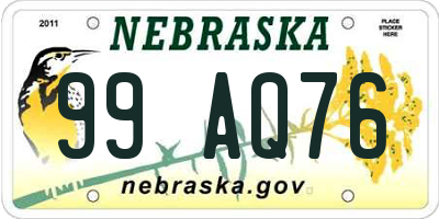 NE license plate 99AQ76
