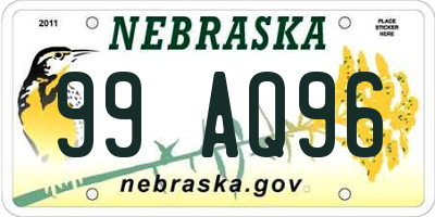 NE license plate 99AQ96