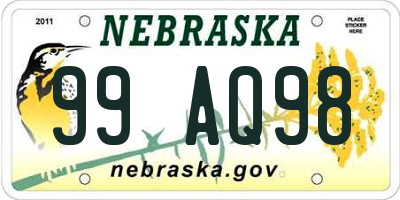 NE license plate 99AQ98