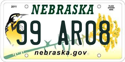 NE license plate 99AR08