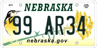 NE license plate 99AR34