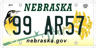 NE license plate 99AR57