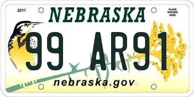 NE license plate 99AR91