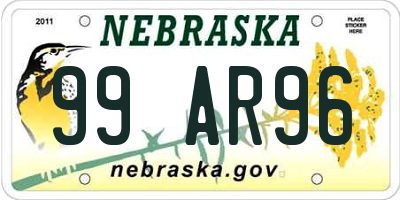 NE license plate 99AR96