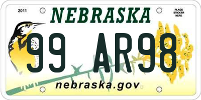 NE license plate 99AR98