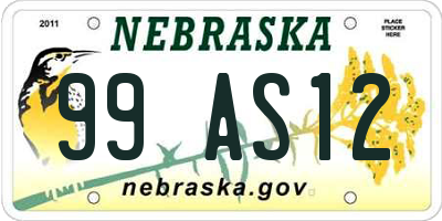NE license plate 99AS12