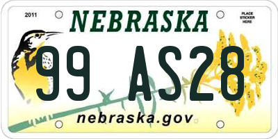 NE license plate 99AS28