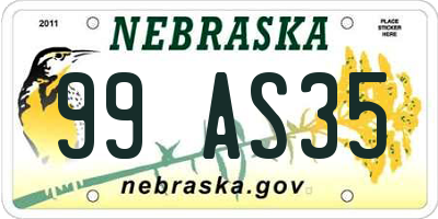 NE license plate 99AS35