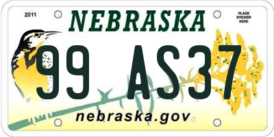 NE license plate 99AS37