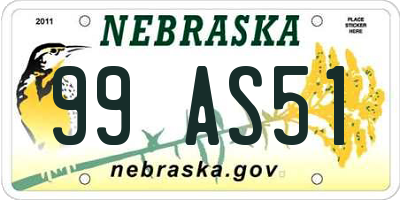 NE license plate 99AS51