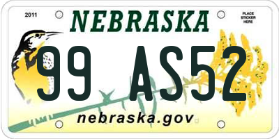 NE license plate 99AS52