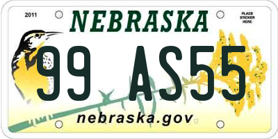 NE license plate 99AS55