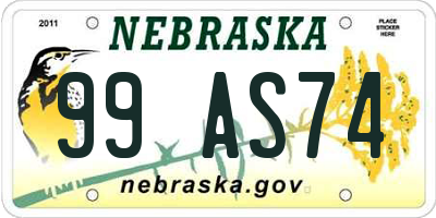 NE license plate 99AS74