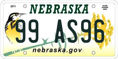 NE license plate 99AS96