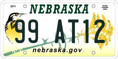 NE license plate 99AT12