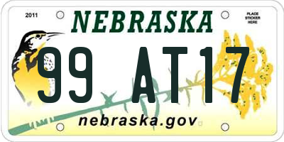 NE license plate 99AT17