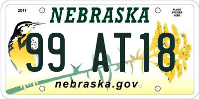 NE license plate 99AT18