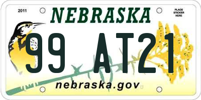 NE license plate 99AT21