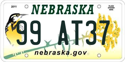 NE license plate 99AT37