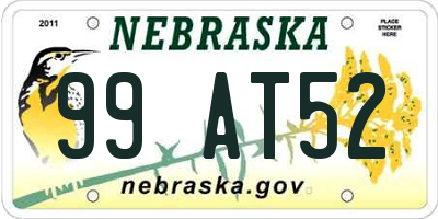 NE license plate 99AT52