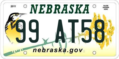 NE license plate 99AT58