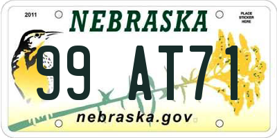 NE license plate 99AT71