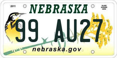 NE license plate 99AU27