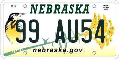 NE license plate 99AU54