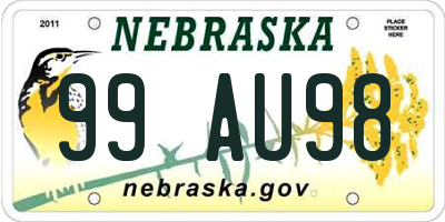 NE license plate 99AU98