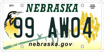 NE license plate 99AW04
