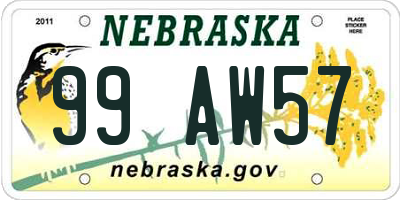 NE license plate 99AW57