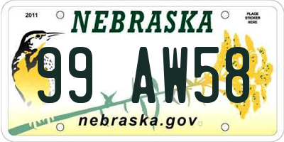 NE license plate 99AW58