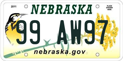 NE license plate 99AW97