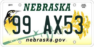 NE license plate 99AX53