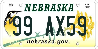 NE license plate 99AX59