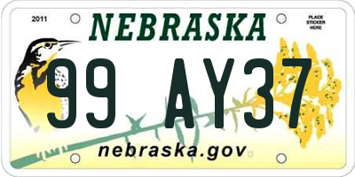 NE license plate 99AY37