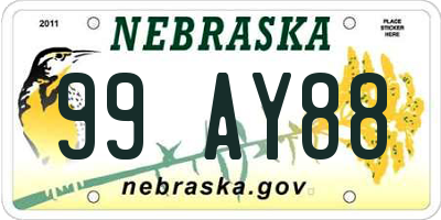 NE license plate 99AY88