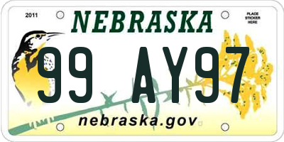 NE license plate 99AY97