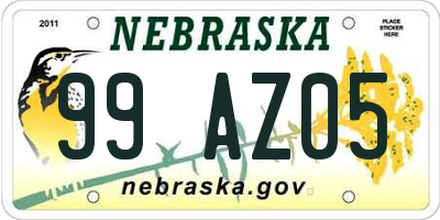 NE license plate 99AZ05