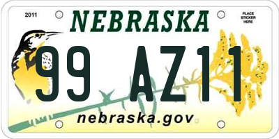 NE license plate 99AZ11